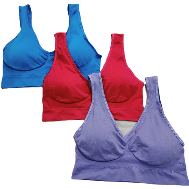 genie bra three-piece padded double-layer zero-binding seamless underwear girl sports bra rims-free vest