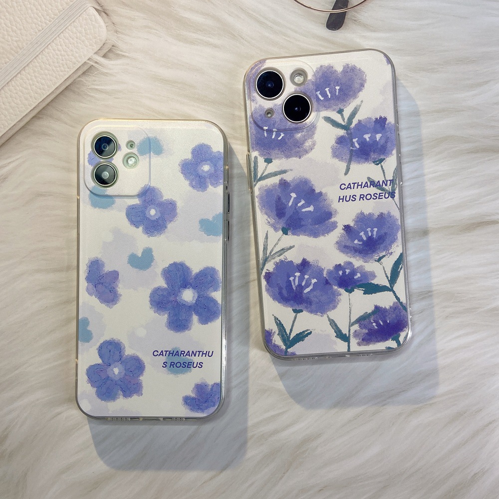 適用蘋果14手機殼ins碎花13透明12硅膠11花朵iphone15小清新x小米