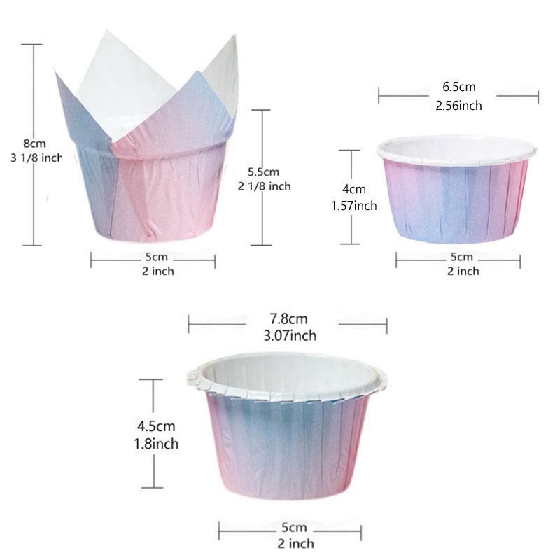 Gradient color muffin cup cake paper cup household dessert table cup muffin lace cup oven Tulip paper cup