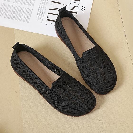 Summer Mesh Breathable Soft Sole Old Beijing Cloth Shoes Cut Out Flats Bottom Middle-aged and Elderly Mother's Shoes Hole Shoes