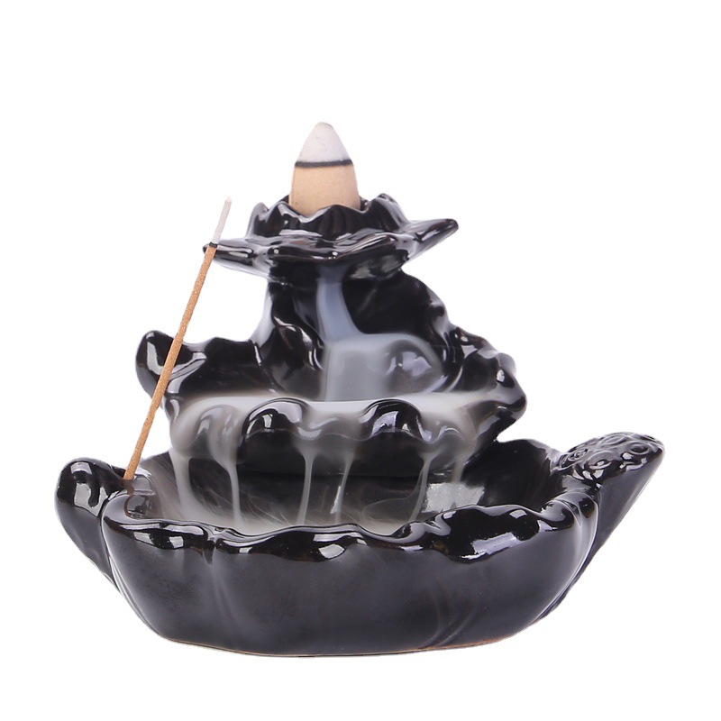 Ceramic backflow incense burner black new creative home office incense burner incense way ornaments manufacturers a generation of hair