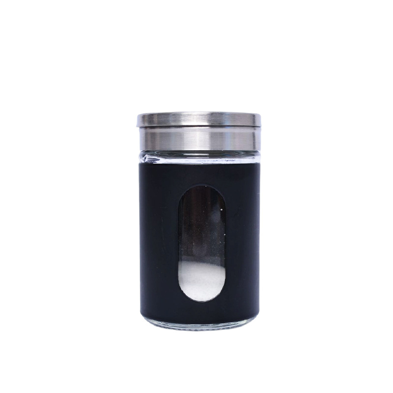 Factory wholesale color metal edging glass seasoning Jar Kitchen supplies bracket convenient seasoning bottle suit