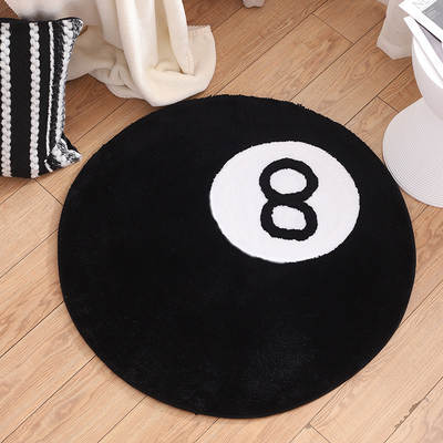 Cross-border Black Digital 8 round flocking carpet bedroom bedside blanket home coffee table mat floor mat computer chair carpet