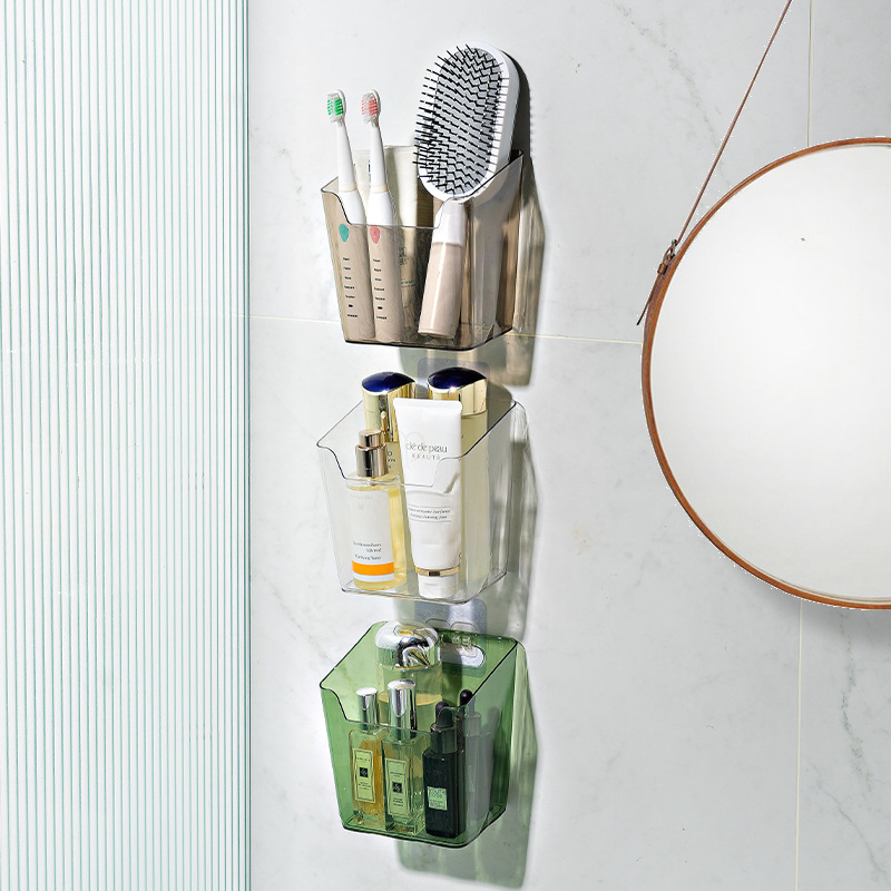 New multi-functional cabinet door hanging storage rack adhesive bathroom sundries organizing box punch-free wall hanging storage box