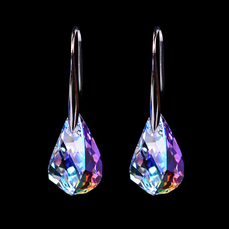 New earrings colorful crystal Japanese and Korean fashion jewelry shiny simple temperament all-match earrings