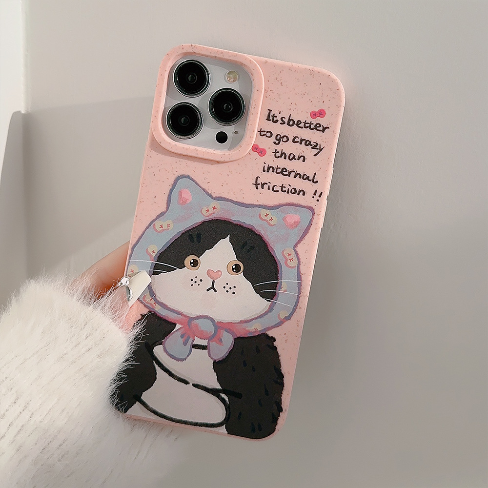 Oil painting funny cat suitable for 15 Apple 14 ProMax mobile phone case 13 original iPhone 12 frosted 11 soft case