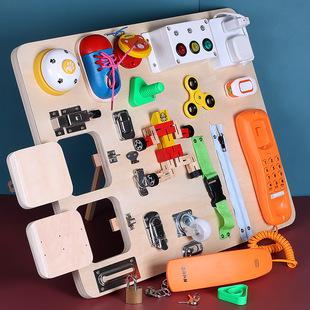 Cross-border Montessori busy board busy board unlock steering wheel puzzle Montessori wooden toy manufacturers