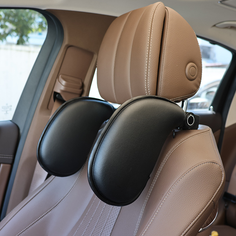 Skin-friendly leather car headrest neck pillow soft and comfortable headrest co-driving adult children side rest sleeping pillow lumbar support