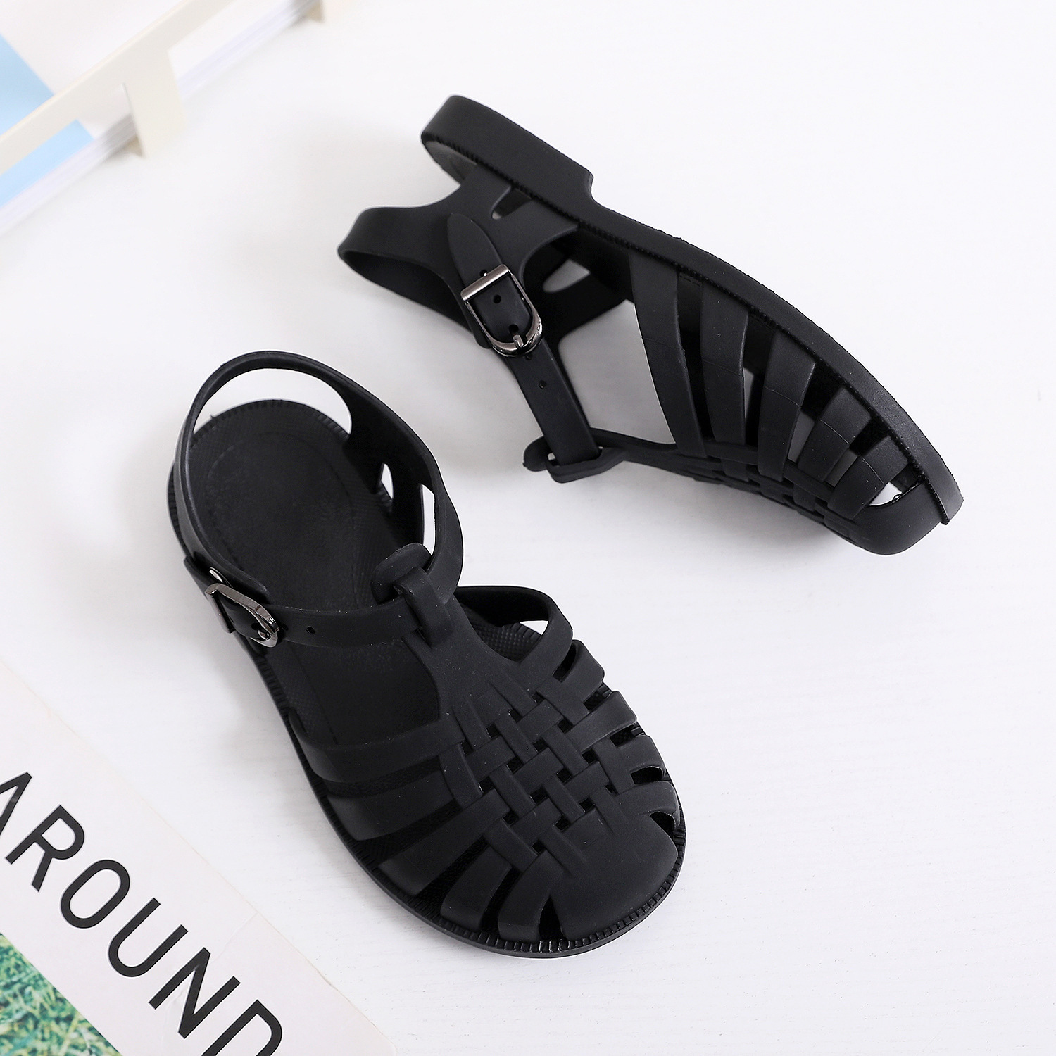 Summer children's plastic jelly hollow closed toe sandals new baby neutral non-slip Roman Beach princess shoes