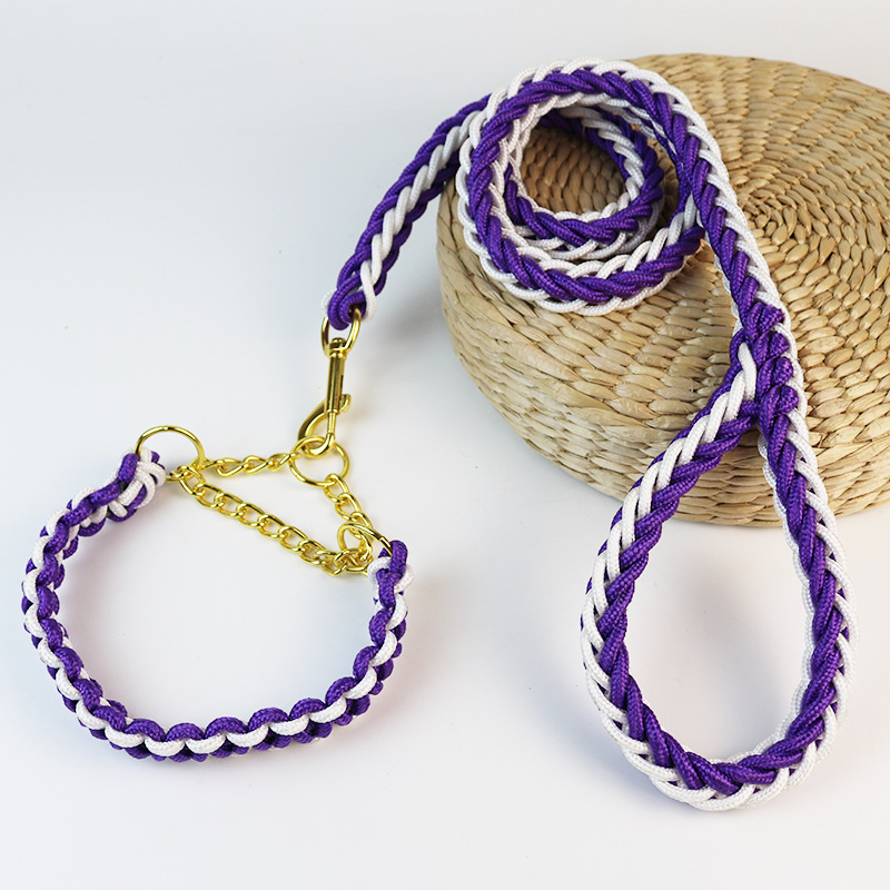 Jin Jia P rope woven pet leash dog P chain collar leash dog reflective 8 strands hand woven dog leash
