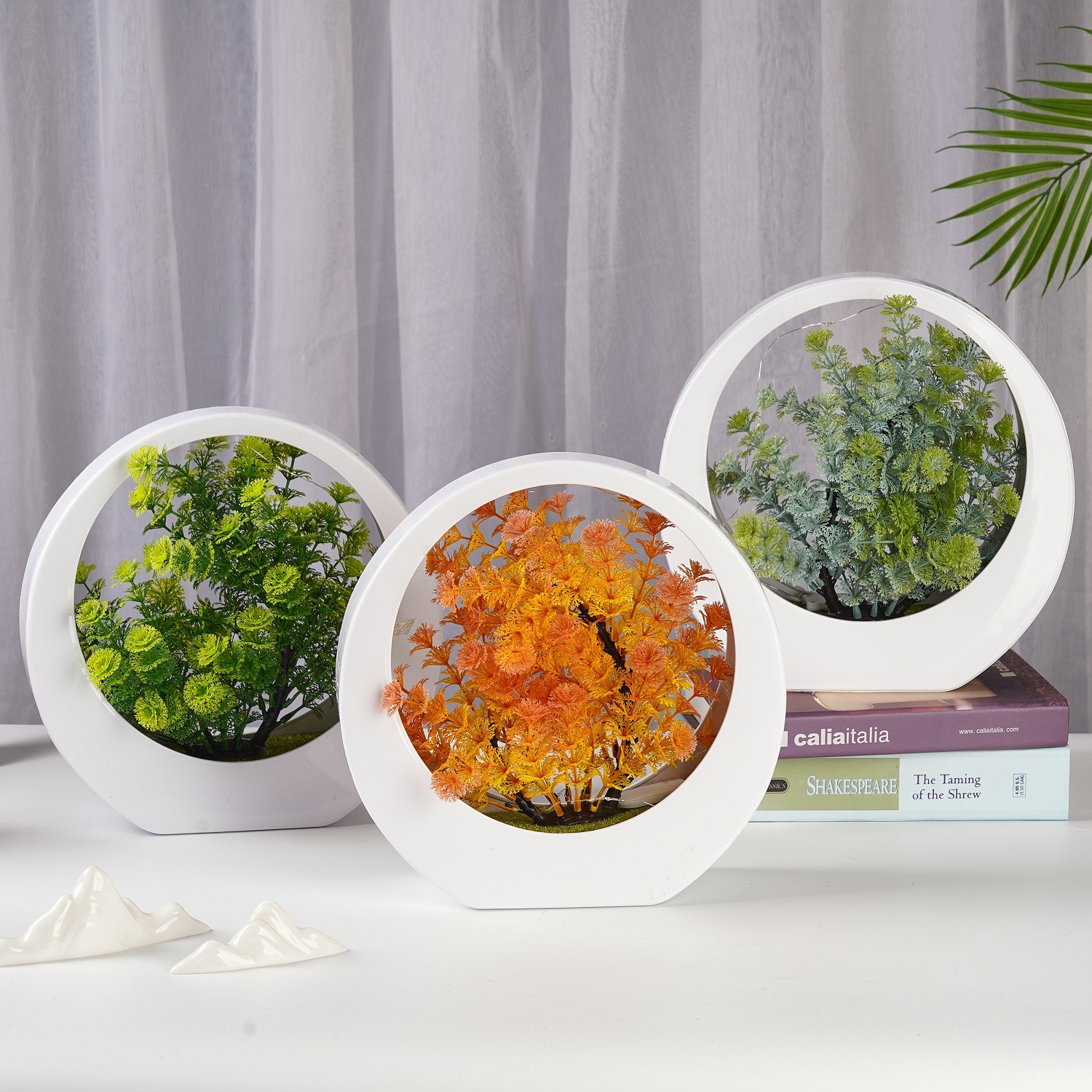 Factory Direct Sales Cross-border Exclusive Supply Simulation Plastic Fake Flower Creative Light-up Bonsai Desktop Decor Amazon Simulation Flower 