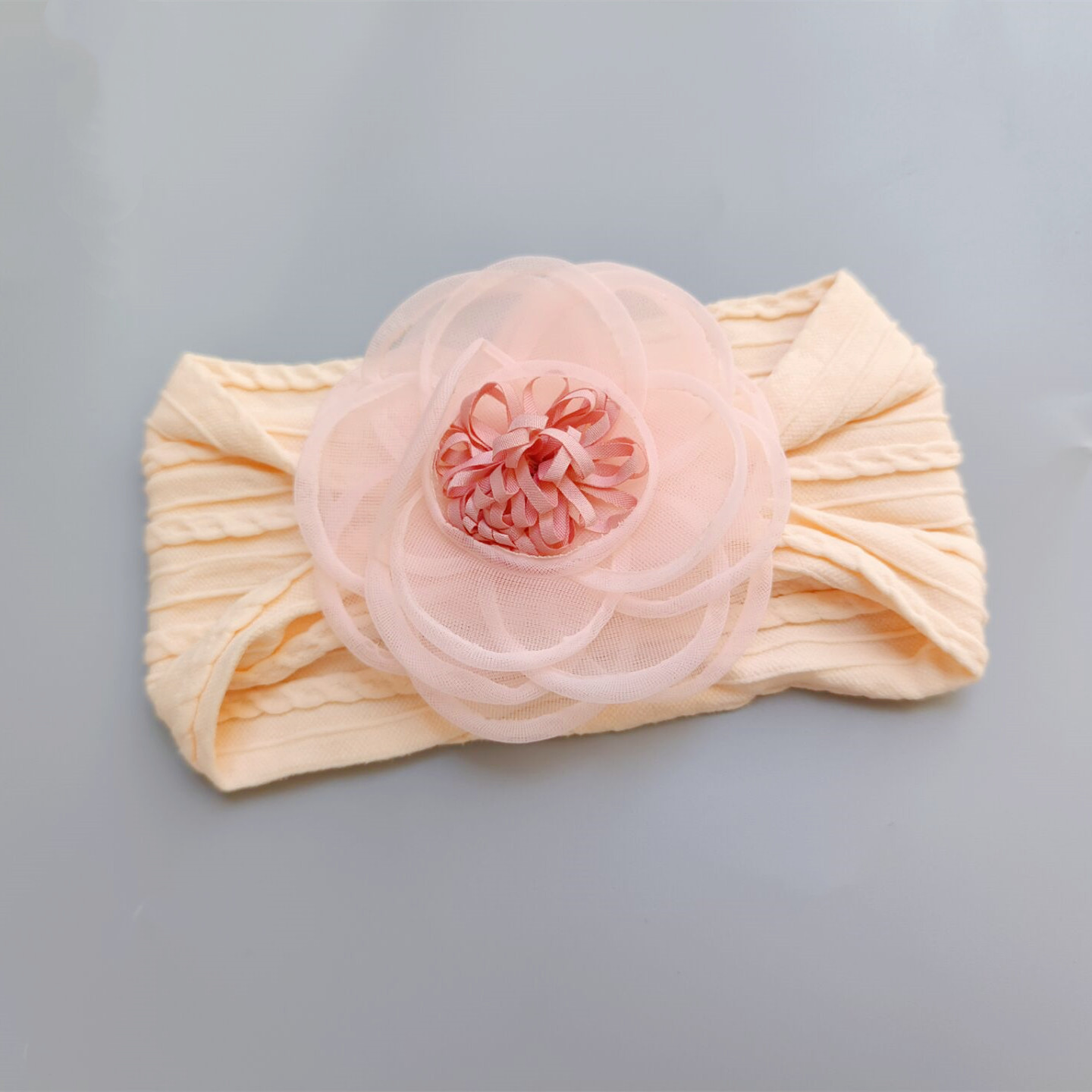 INS European and American Children's Hair Band Jacquard Nylon Flower Baby Hair Band Soft and Unbridled Wide-brimmed Baby Headband Accessories