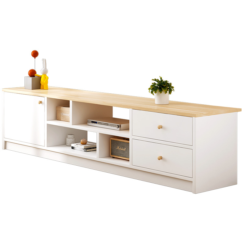Yijiada TV Cabinet Coffee Table Combination Modern Simple Small Apartment Home Living Room Bedroom Imitation Solid Wood TV Cabinet