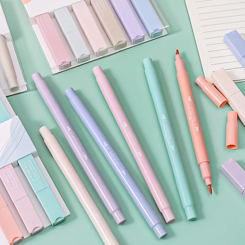 Light words series double-headed eye protection color highlighter student soft color painting soft head marking pen color marking pen