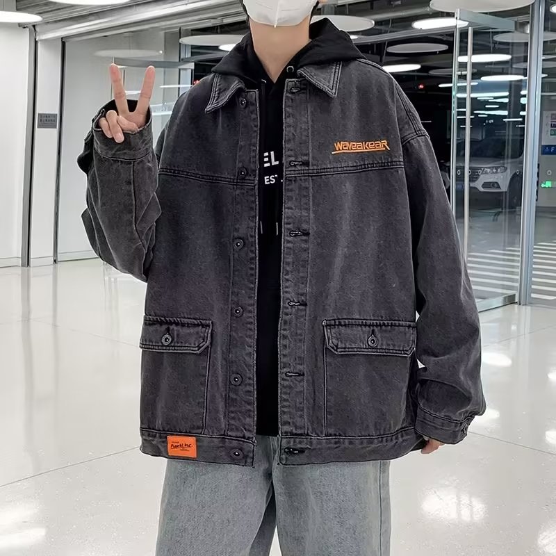 Spring and autumn all-matching Denim coat men's ins fashion brand loose plus size workwear jacket denim fashion factory wholesale