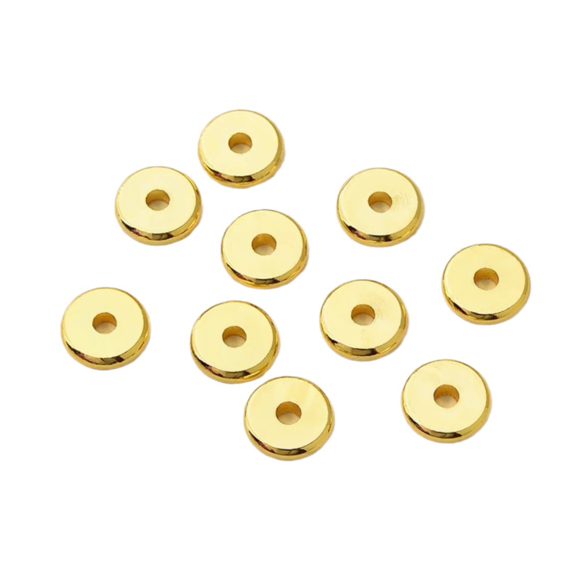 Color-preserving 18K gold-plated spacer gold-coated spacer loose beads Wenwan bracelet accessories copper gasket spacer beads handmade DIY