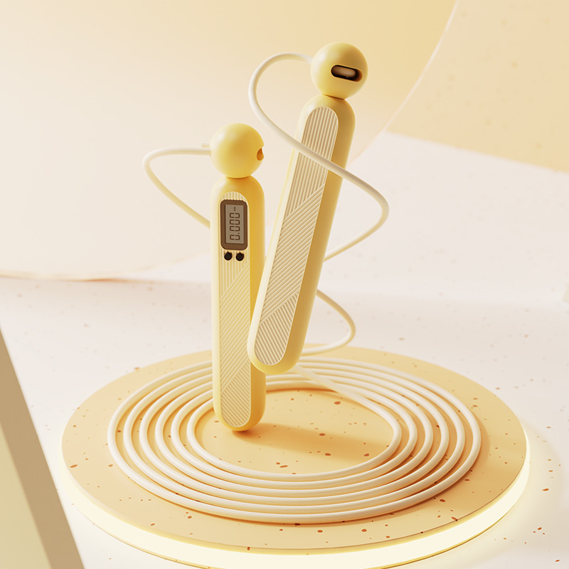 Counting Rope Skipping Women's Home Fitness Equipment Adjustable Fat Burning Body Shaping Test Counting Weight-bearing Big Ball Cordless Rope Skipping