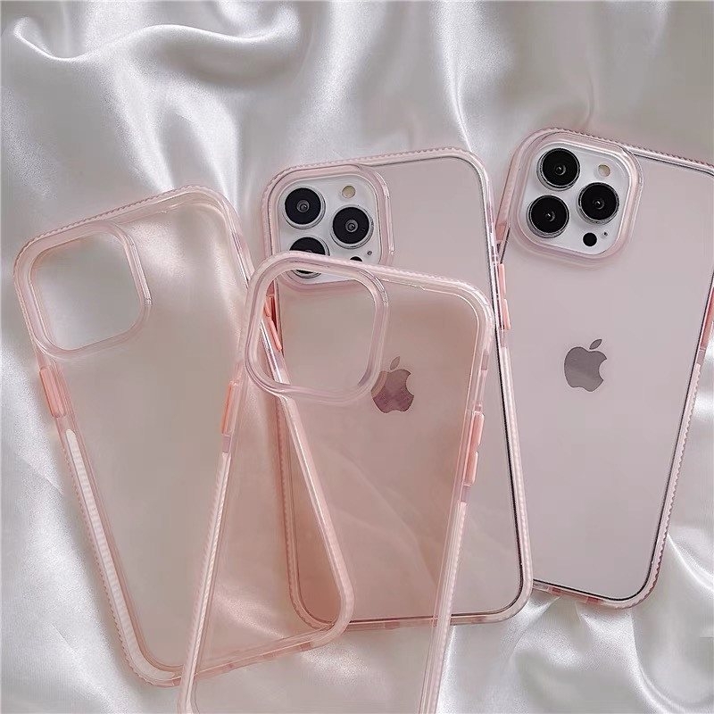 ins粉色新款透明蘋果13Promax/12pro手機殼適用iPhone11/14plus殼