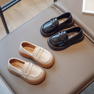 Girls Princess Leather Shoes Spring and Autumn New Solid Color Single-layer Shoes Flat Shoes Bean Shoes Girls Princess Shoes Leer Tongfu Shoes