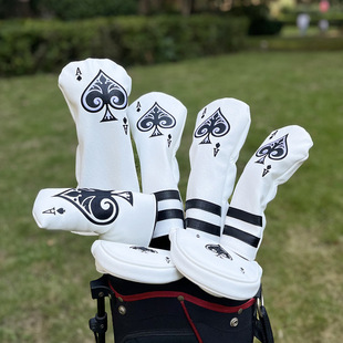 Golf Club Cover New Playing Card Ace of Spades Wooden Club Cover Head Cover Putter Cover Ball Head Protective Cover Hat Cover