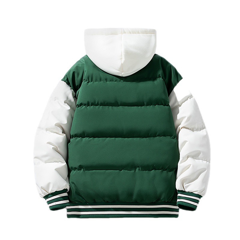 Cross-border Explosions Cotton-padded Jacket Men's Winter Youth Thickened Down Cotton-padded Jacket Hooded Fake Two-piece Fashionable Cotton-padded Jacket for Men