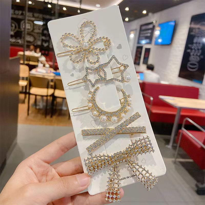 Nouvelle épingle à cheveux en perles de strass, petite frange fraîche, clip latéral, accessoires pour cheveux, couvre-chef pour femmes célèbres sur Internet, épingle à cheveux cassée, bijoux_voghion.com