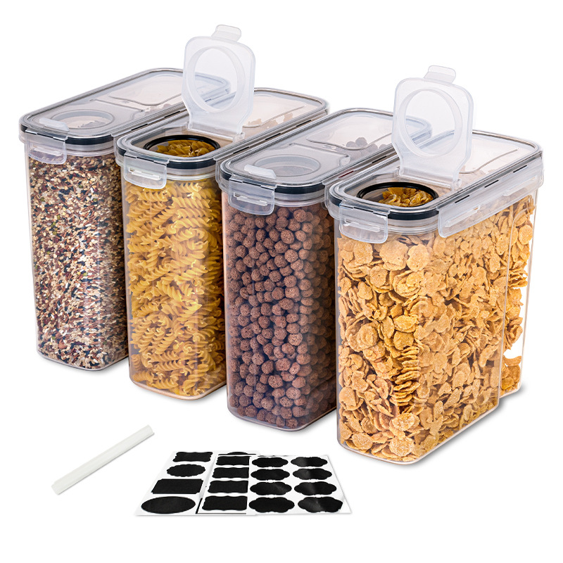 Cross-border cereal storage tank 4L moisture-proof insect-proof rice bucket food storage box pp plastic transparent sealed tank