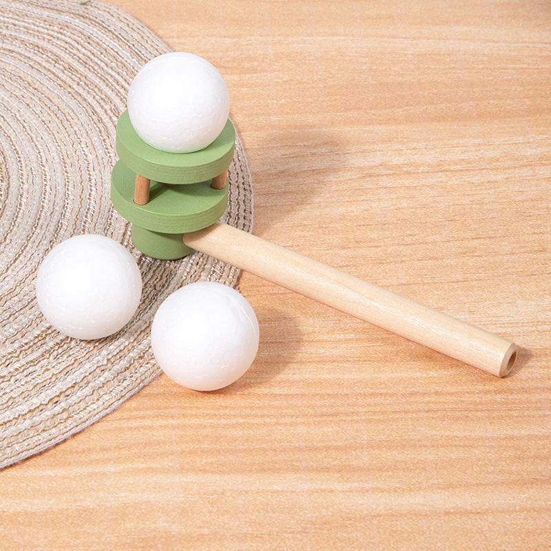 Wooden Children's Suspension Blow Ball Magic 80 s Classic Nostalgic Blow Balloon Suspension Ball Game Feelings Training Toy
