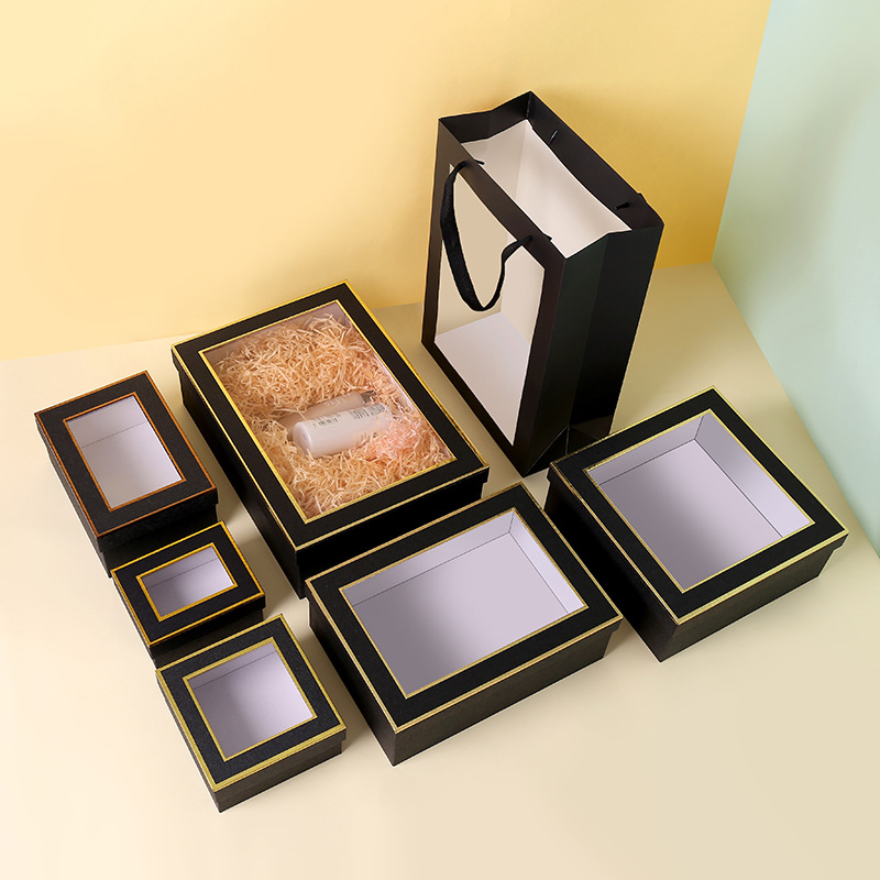 Wholesale universal window cover box square transparent window birthday gift box gift box empty box