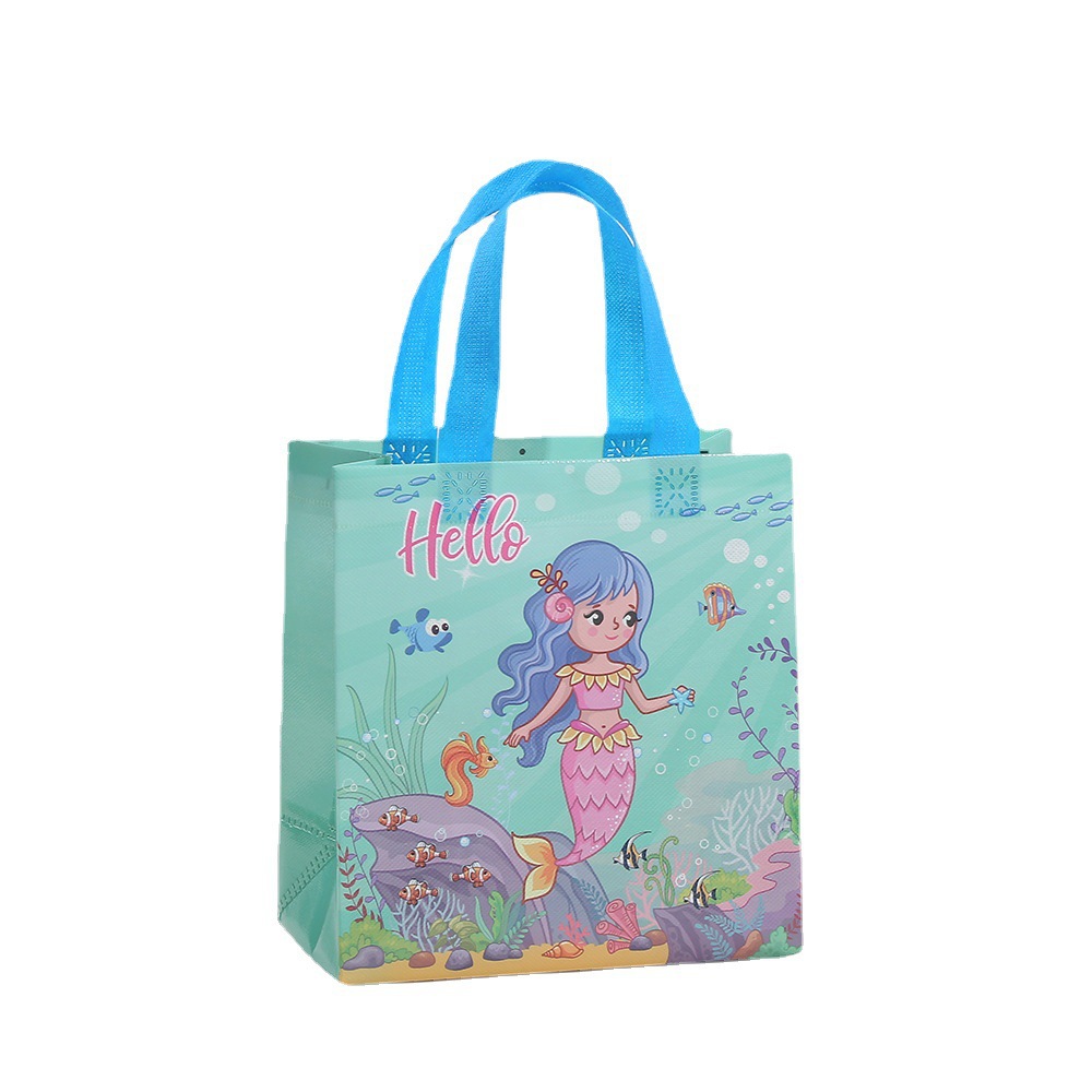 Mermaid Birthday Party Gift Bag Printed Gift Packaging Bag Non-woven Handbag Spot Take-away Bag