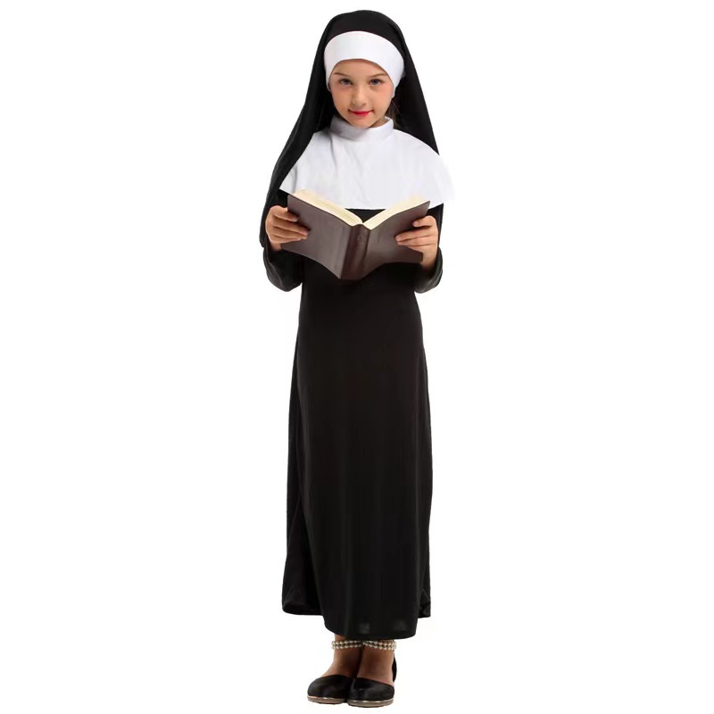 Halloween costume masquerade show little girl nun costume cosplay uniform suit