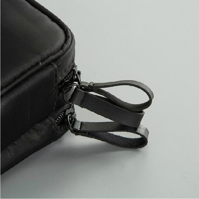 Temperament black nylon cloth double zipper cosmetic bag women's double-sided travel toiletry storage bag