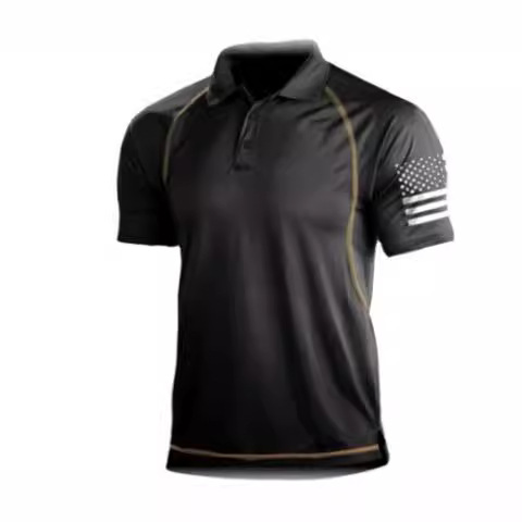 Summer Men's Polo Shirt T-shirt Outdoor Tactical Loose Lag Short-sleeved Sweatshirt Trendy Men