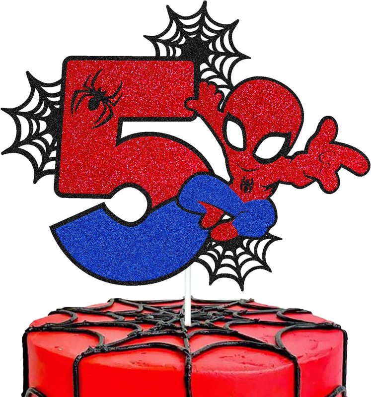 スパイダーマン誕生日番号ケーキトッパー赤ちゃん最初の誕生日パーティーフラグケーキインサート行オフィス文化/化粧品/衣類小道具|undefined