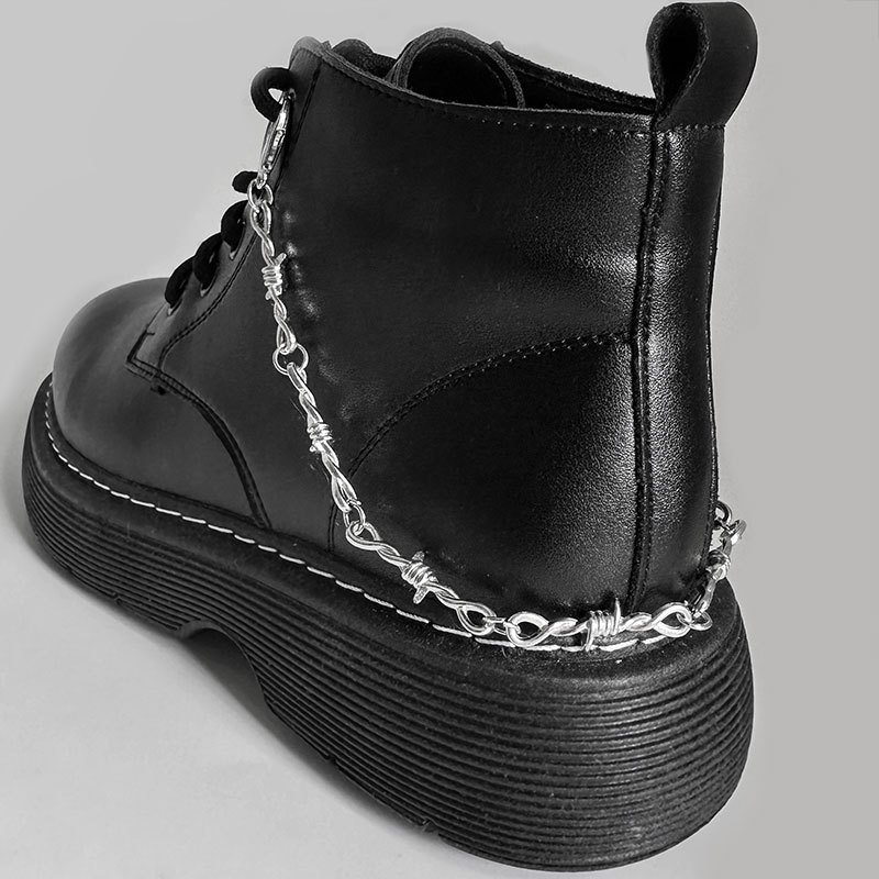 Tide Cool Punk Bramble Flame Cross Chain Shoe Chain Personality Design Sense Martin Boots Canvas Shoes Accessories New