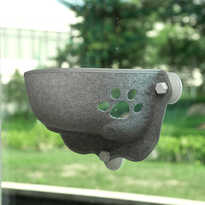 New Cat Hammock Glass Crescent Sucker Felt Cat Nest Removable and Washable Cat Nest Sucker Sunset Cat Hammock