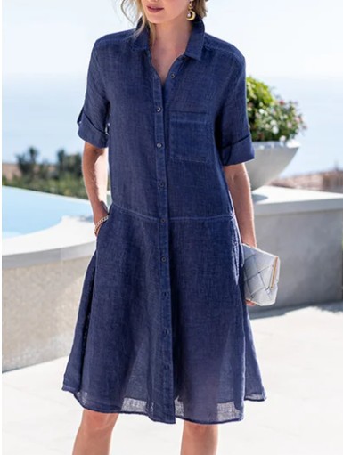 2023 European and American fashion casual cotton linen ladies dress