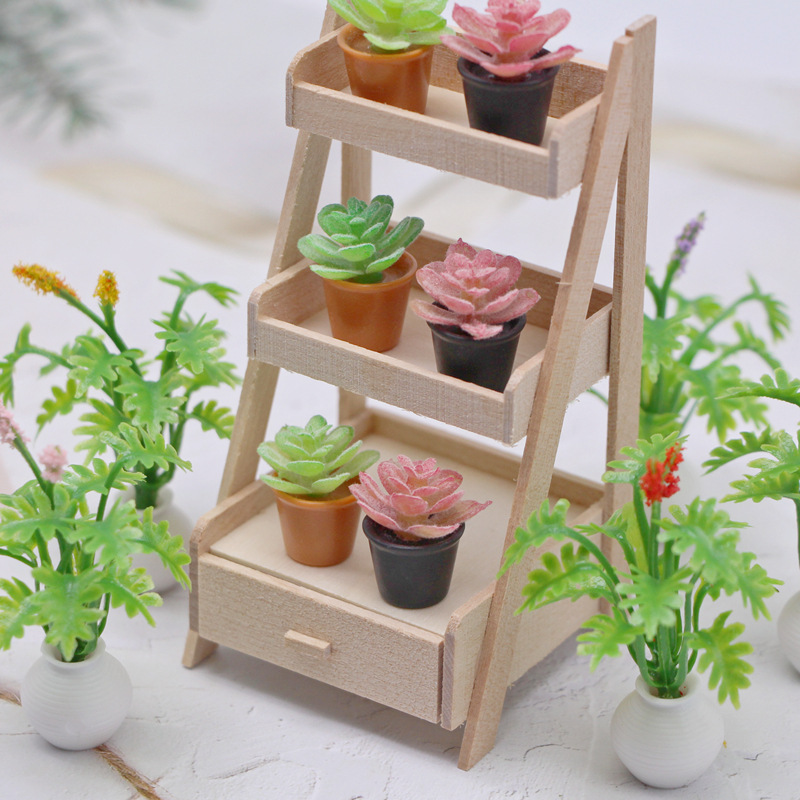 Doll House gardening micro landscape flower ornaments mini simulation succulent plant potted miniature green plant model