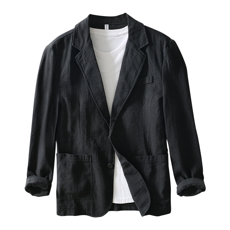 Spring and autumn casual cotton and linen suit jacket men's loose fashion solid color suit jacket a generation of L988