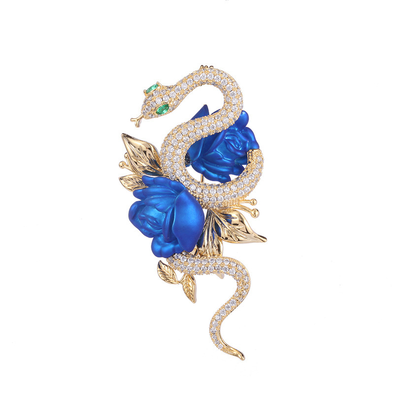 New national fashion personalized niche design high-end luxury corsage pin suit accessories rose snake-shaped brooch