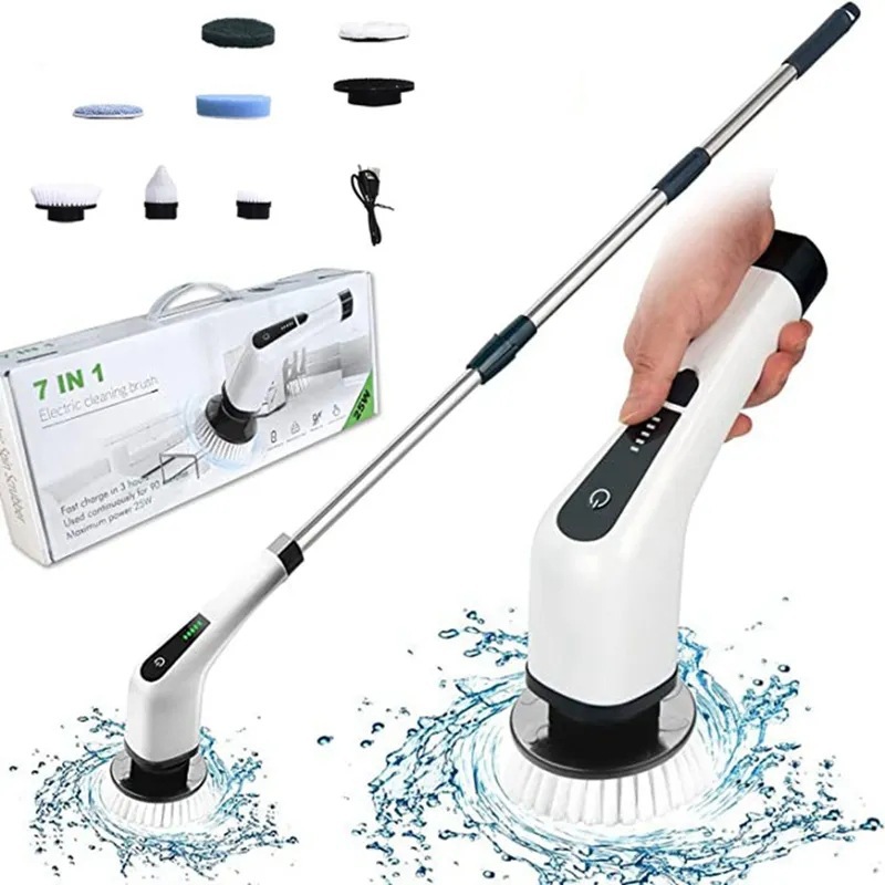 Wireless electric cleaning brush seven-in-one long handle retractable electric mop Electric Spin Scrubber