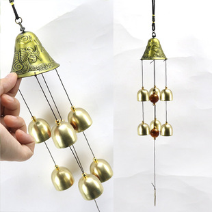 Creative Metal Bell Wind Bell 6 Bells Alloy Vintage Wind Bell Home Decoration Dragon and Phoenix Chengxiang Pendant Decoration