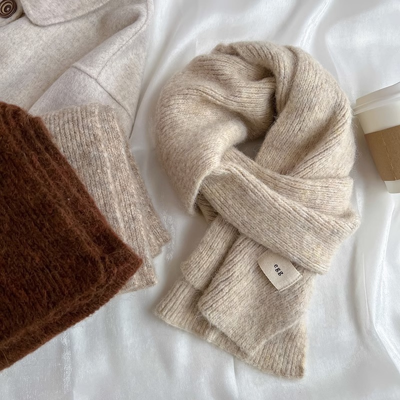 Korean egg scarf female mohair autumn and winter warm cold-proof scarf knitted soft glutinous student couple shawl ins