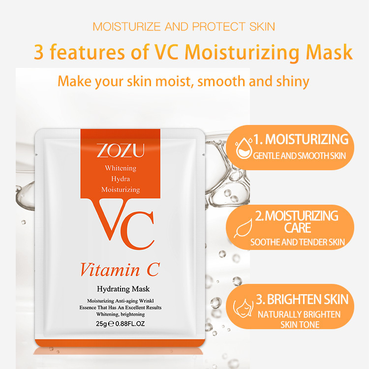 All English ZOZU VC mask vitamin C essence mask VCface mask foreign trade cross-border factory wholesale