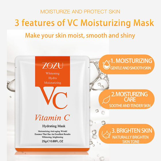 All English ZOZU VC mask vitamin C essence mask VCface mask foreign trade cross-border factory wholesale