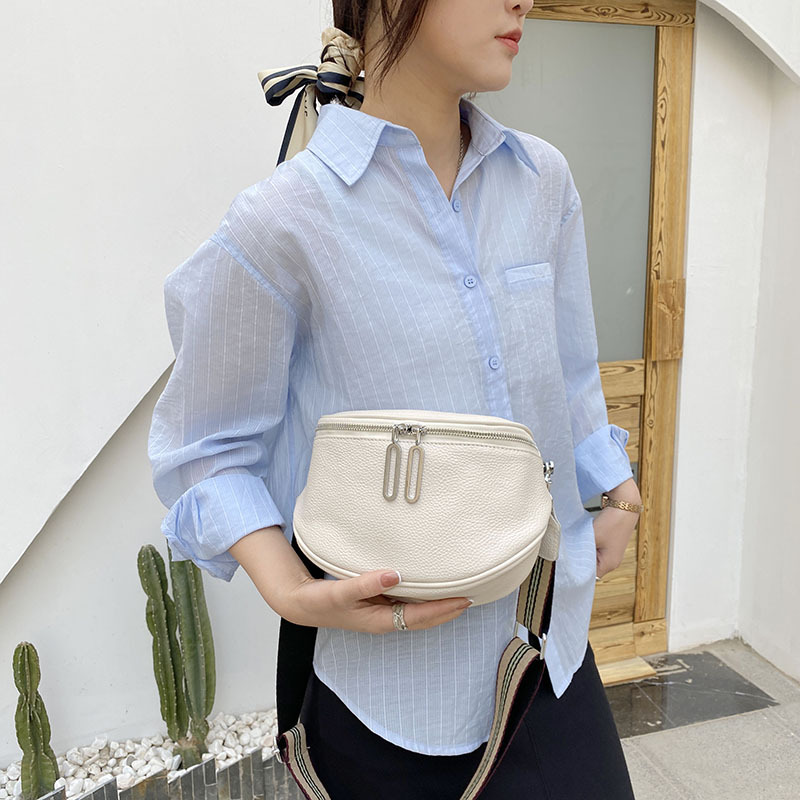 Women's top layer cowhide saddle bag women's bag 2022 new trendy and fashionable casual chest bag one-shoulder crossbody bag