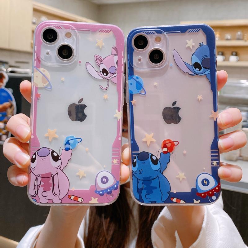 安琪史迪仔適用蘋果14手機殼iPhone13promax透明情侶套15全包軟殼