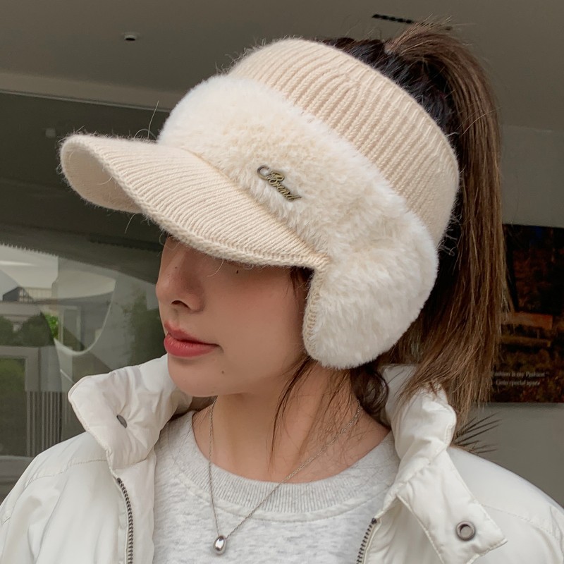 Warm Winter Knitted Baseball Cap Women Thickened Outdoor Cycling Cold Protection Ear Protection Duckbill Autumn/winter Season