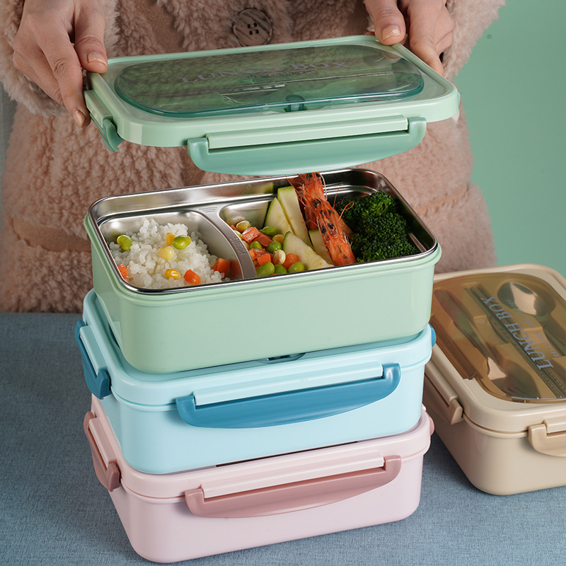 Spot compartment insulation lunch box microwave oven wholesale 304 stainless steel lunch box student lunch box girls work