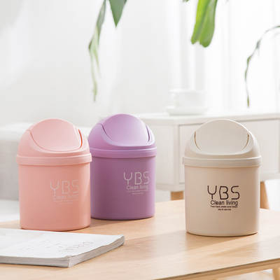 Creative Mini Desktop Trash Can Household Kitchen Desk Lid Trash Can Living Room Sundries Storage Cleaning Bucket